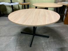 Wooden Circular Beech Table Black Metal Legs