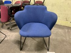 Group Of 3 x Blue Fabric Armchairs