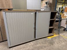 Wooden Tambour Cabinet x2