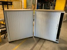 Pair Of Grey Wooden Tambour Units