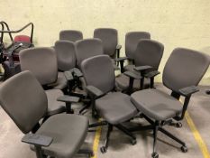 Group Of Grey Fabric Wheeled Office Chairs