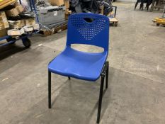 Group Of Approximately Blue Plastic Hex Chairs Black Metal Legs