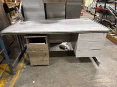 Grey Wood Desk With Drawers