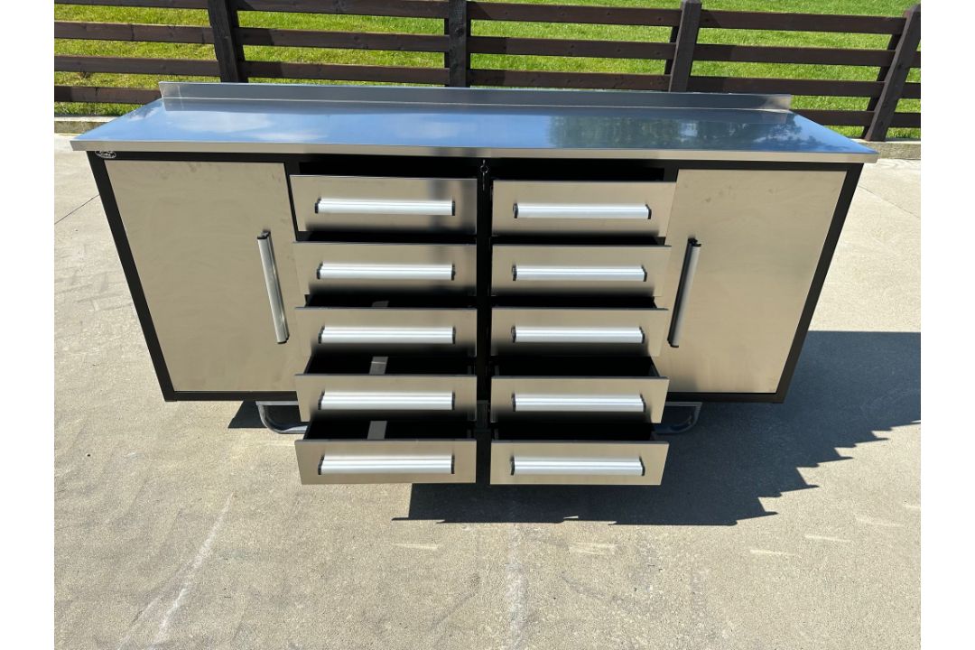 Steelman 7 Foot Storage Cabinets With Workbench, 2 Cabinets, 10 Drawers, Brand New & Unused - Image 3 of 4