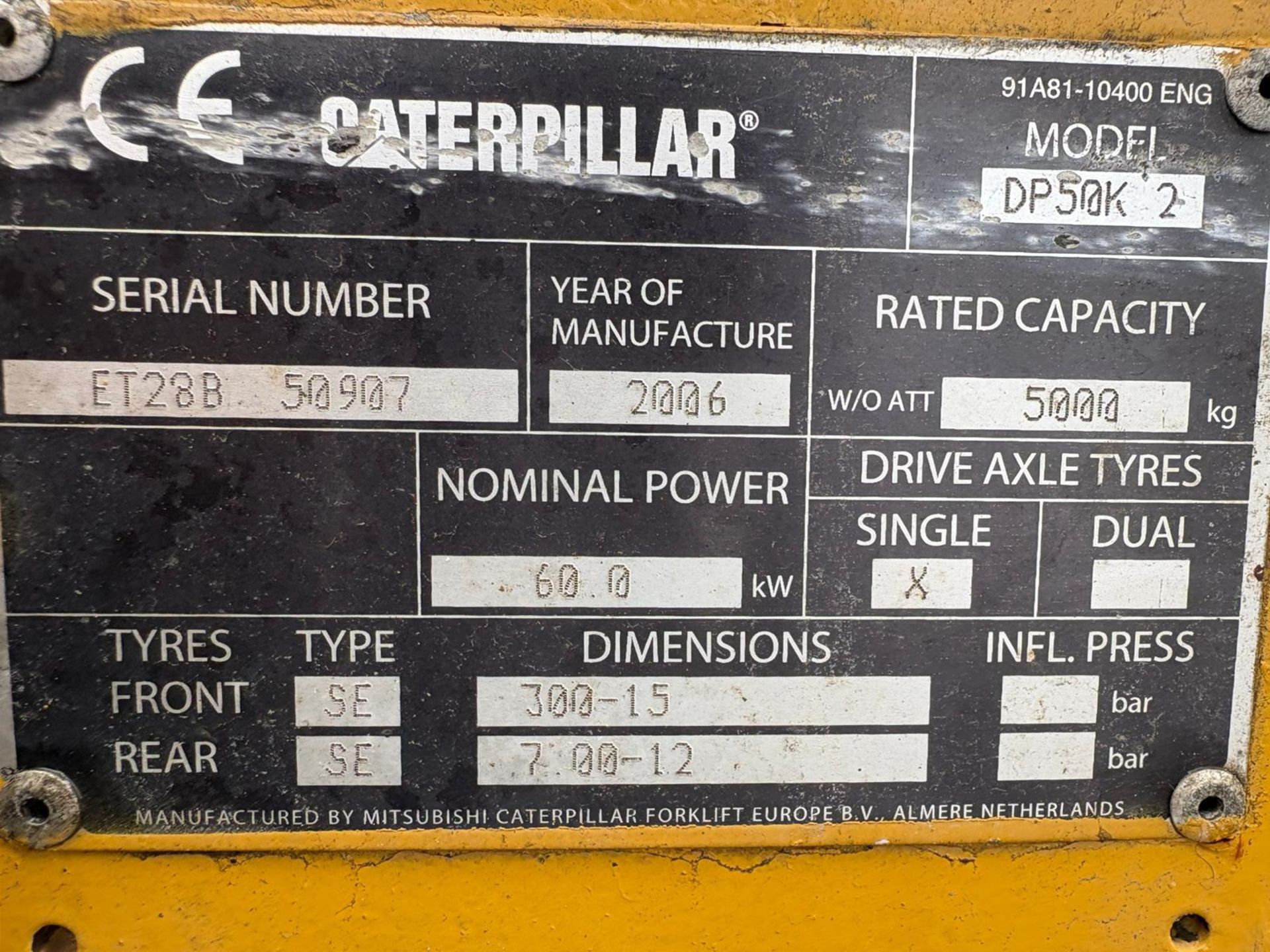 Caterpillar DP50K 5 Tonne Diesel Forklift, Part Exchange Just In, 2006, 4561 Hours - Image 5 of 8
