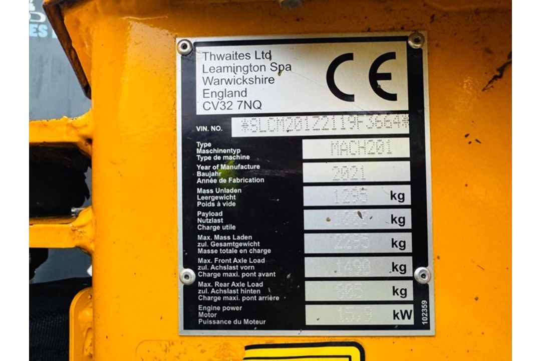 2021 Thwaites 1 Ton High Tip, Only 860 Hours - Image 14 of 14