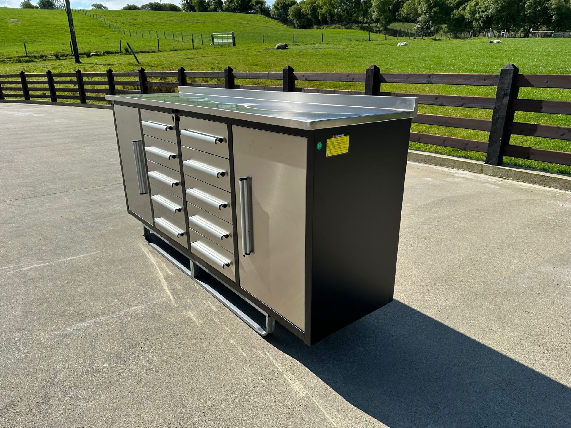 Steelman 7 Foot Storage Cabinets With Workbench, 2 Cabinets, 10 Drawers, Brand New & Unused
