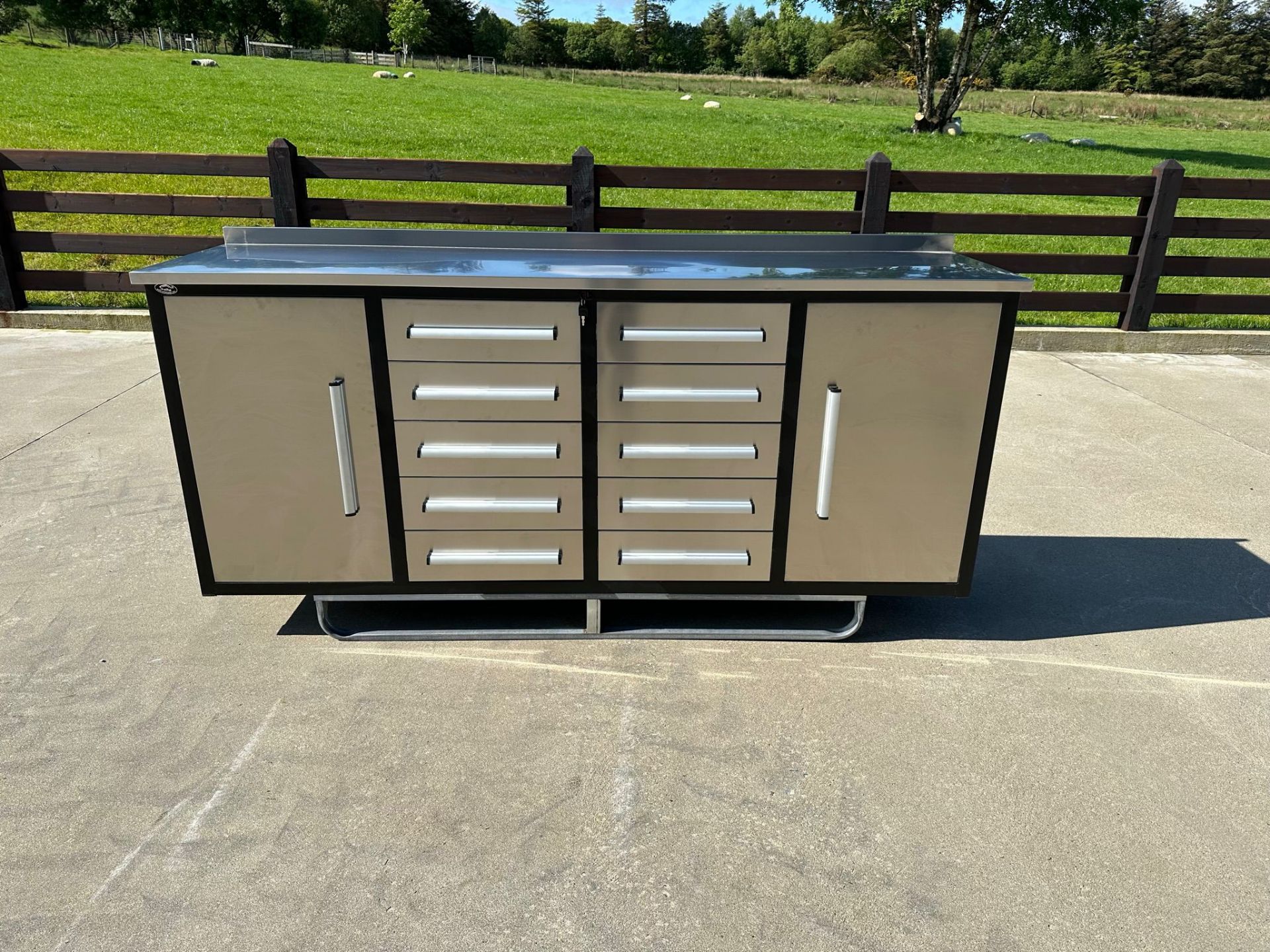 Steelman 7 Foot Storage Cabinets With Workbench, 2 Cabinets, 10 Drawers, Brand New & Unused - Image 2 of 4