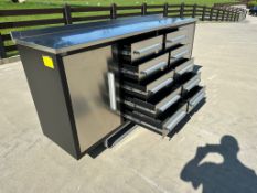 Steelman 7 Foot Storage Cabinets With Workbench, 2 Cabinets, 10 Drawers, Brand New & Unused