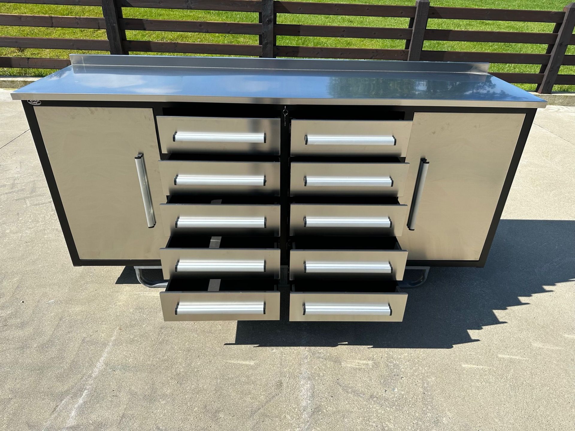 Steelman 7 Foot Storage Cabinets With Workbench, 2 Cabinets, 10 Drawers, Brand New & Unused - Image 3 of 4
