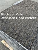 Pallet of Approximately 500 Industrial Grade Floor Carpet Tiles, Grade A, 500mm x 500mm Black/Gold