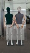 Male Mannequin Pair With Fabric Torso, Full Body With Arms & Stand