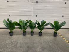 Grey Ceramic IKEA Plant Pots With Faux Plants x5