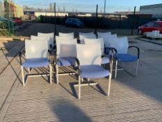 Blue Fabric Chairs With Clear Plastic Back x7
