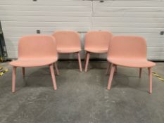 Low Salmon Pink Fabric Chairs x4