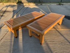 Pair Of Wooden Oak Slat Bench