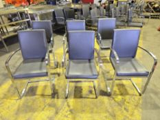 NO RESERVE Grey Faux Leather and Chrome Dining Chairs x6