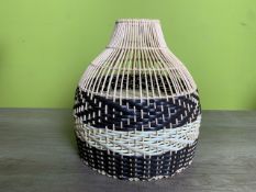 Two Colour Rattan Domed Pendant
