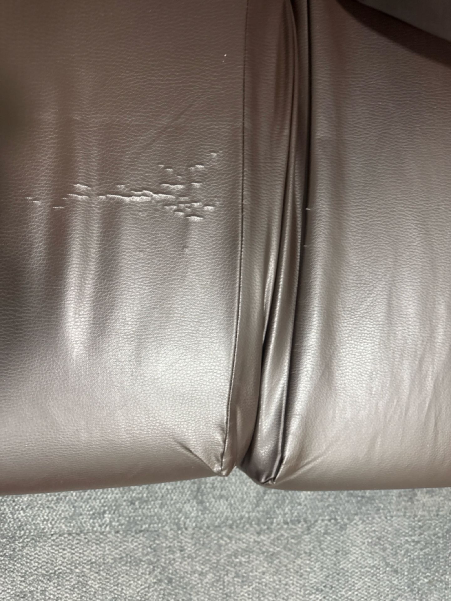 Brown Faux Leather Sofa x2 - Image 7 of 7