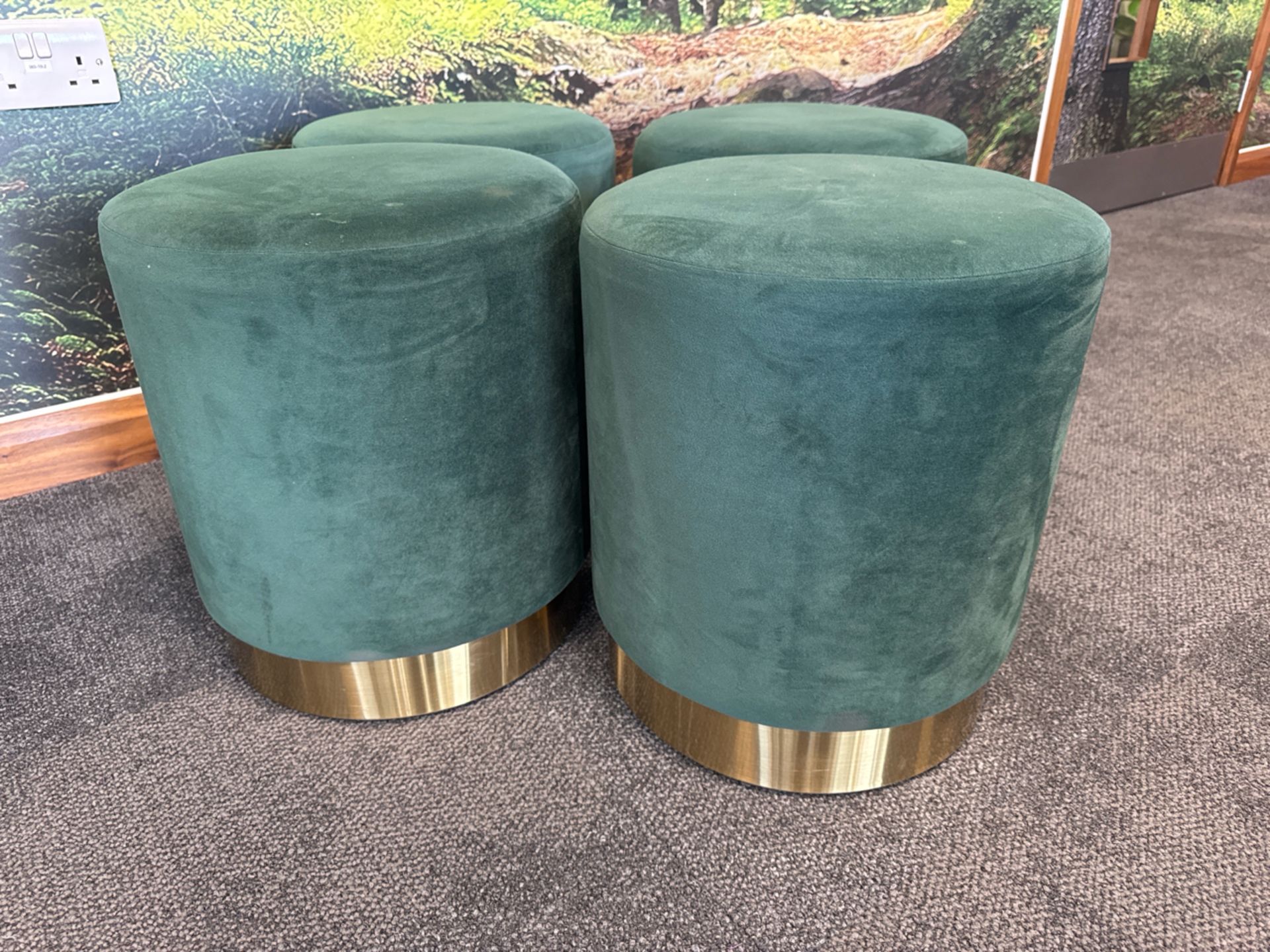 Green Fabric Stools x4 - Image 4 of 4
