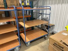 Blue Metal Shelved Trolley