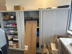 Grey Metal Tambour Cabinets x3