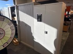 Grey Metal Tambour Cabinets x3