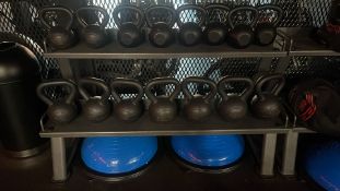 Assorted Kettleballs & Stand To Include 12kg, 14kg, 16kg & 20kg