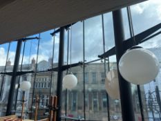 White Sphere Pendant Lights x5