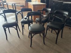 Brown Wood & Leatherette Chairs x5