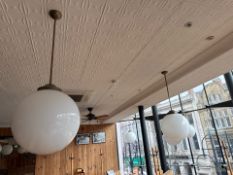 White Sphere Pendant Lights x3