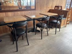 Square Wooden Tables & Leatherette Seats x3