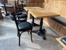 Square Wooden Tables & Leatherette Chairs x2
