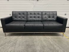 3 Seater Black Faux Leather Sofa- No Reserve