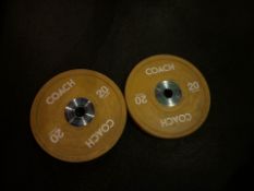 Pair Of 20kg Origin Yellow Coloured Urethane Bumper Plates