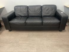Black Faux Leather 3 Seater Sofa