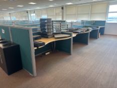 Bank Of 8 Beech Effect Wave Desks