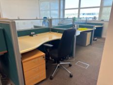 Bank Of 6 Beech Wave Desks