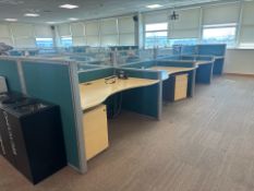 Bank Of 8 Beech Effect Wave Desks