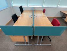 Nest Of 4 Straight Desks With Assorted Fabric Chairs & Privacy Screens