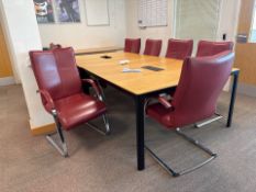 Meeting Table x2 & Faux Leather Red Chairs x8