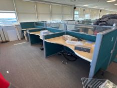 Bank Of 6 Beech Effect Wave Desks