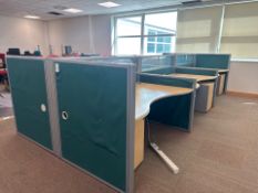 Bank Of 6 Beech Effect Wave Desks