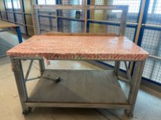 Metal Framed Work Bench With Power Sockets x4