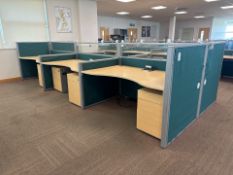 Bank Of 6 Beech Effect Wave Desks