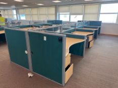 Bank Of 8 Beech Effect Wave Desks