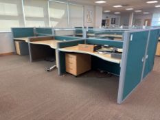 Bank Of 6 Beech Effect Wave Desks