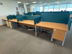 Bank Of 8 Beech Effect Wave Desks