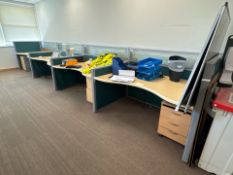 Bank Of 4 Beech Effect Wave Desks