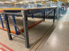 Long Wooden Topped Steel Workbench